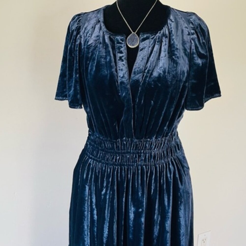 Anthropologie The Somerset Maxi Dress Velvet Edition Navy - Picture 3 of 15